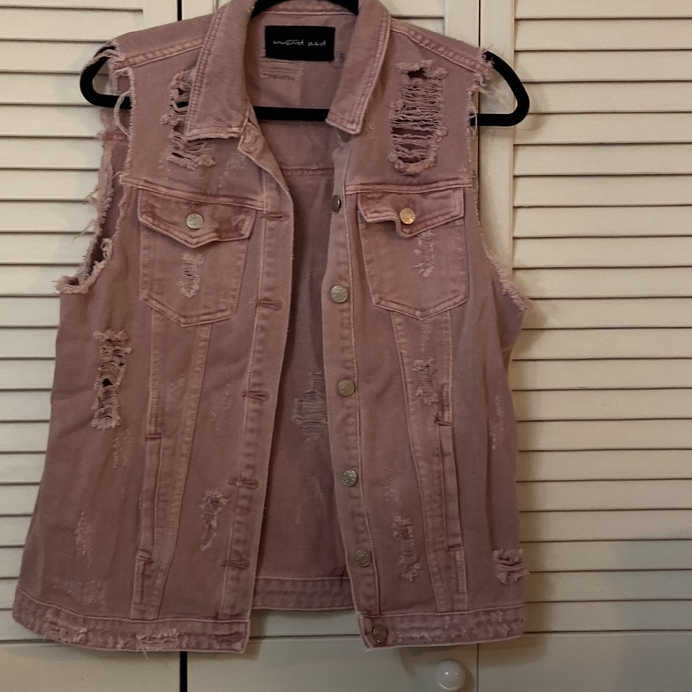 Boutique, distressed jean vest